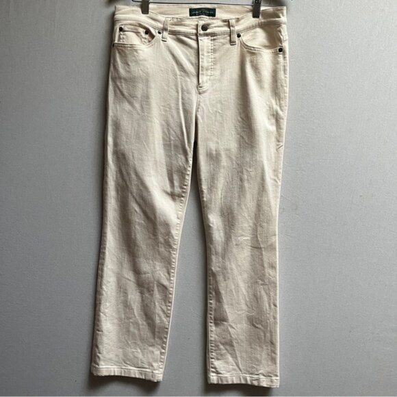 Ralph Lauren Jeans Co beige straight leg high rise denim Sz 12 - Picture 1 of 10